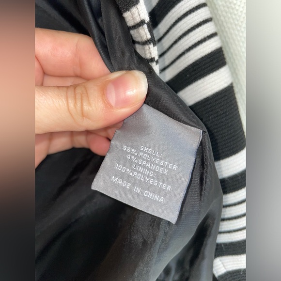 Black and White stripe Bagatelle zip up motto style jacket Silver hardware Small - Picture 5 of 8
